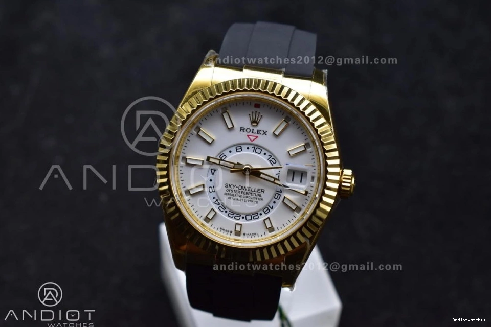 Sky-Dweller 336238 Best Weight) Dial 1:1 Edition Strap ZF Oysterflex A23J Functional on YG White 1100 (Gain 0329